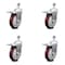 Service Caster 5 Inch Maroon Polyurethane Swivel 12mm Stem Caster Set with Total Lock Brake SCC-TSTTL20S514-PPUB-MRN-M1215-4 - alternate 1